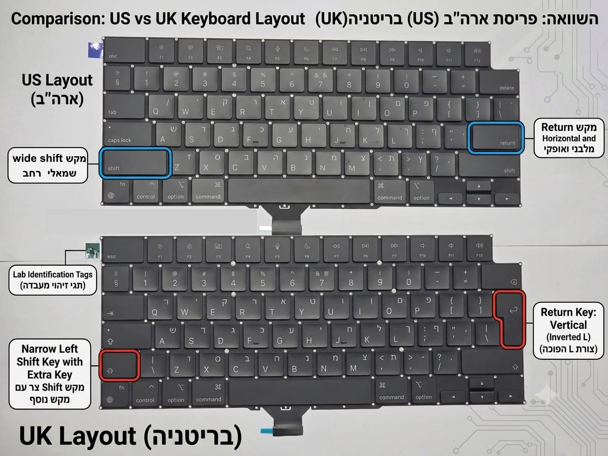 אינפוגרפיקה מקיפה להבדלי מקלדות לפטופ